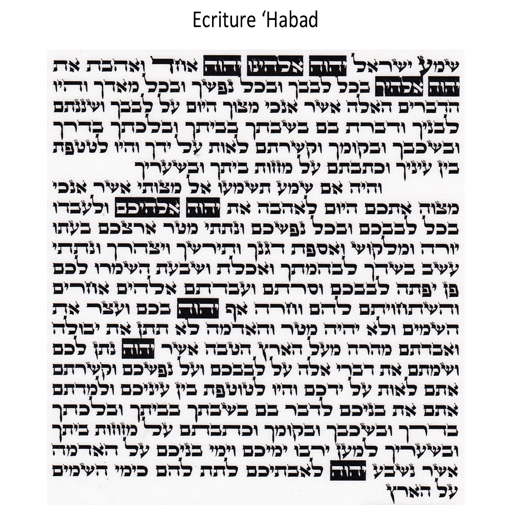 Parchemin mezouza écriture Habad Beth Haketiva